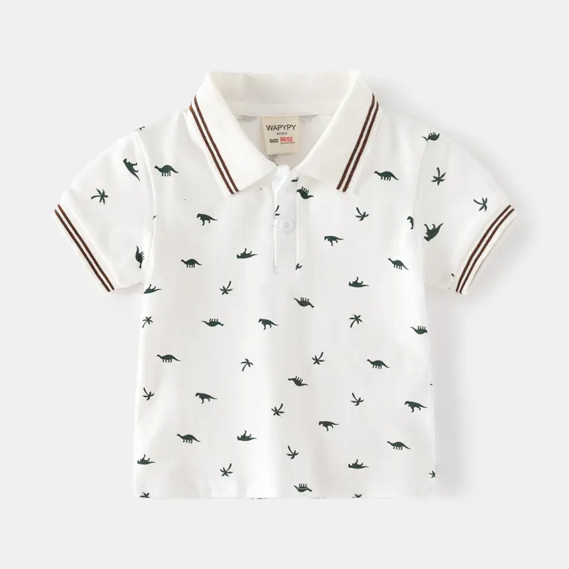 Children's White Bird Print Polo Shirt Summer 2023