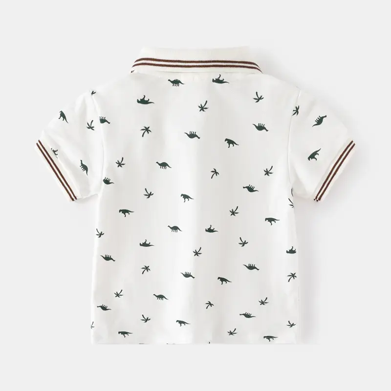 Children's White Bird Print Polo Shirt Summer 2023
