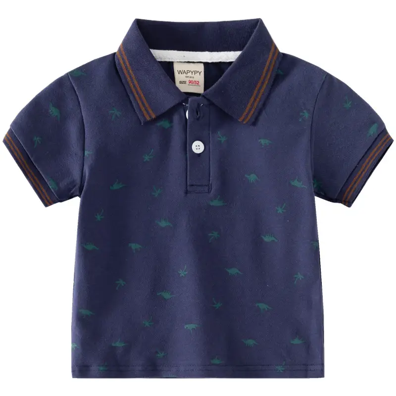 Children's White Bird Print Polo Shirt Summer 2023