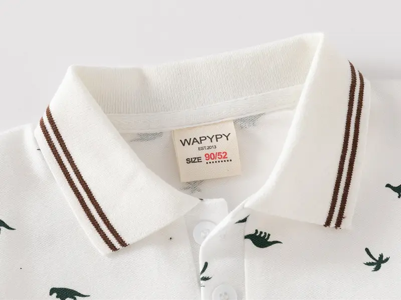 Children's White Bird Print Polo Shirt Summer 2023 — feature 6