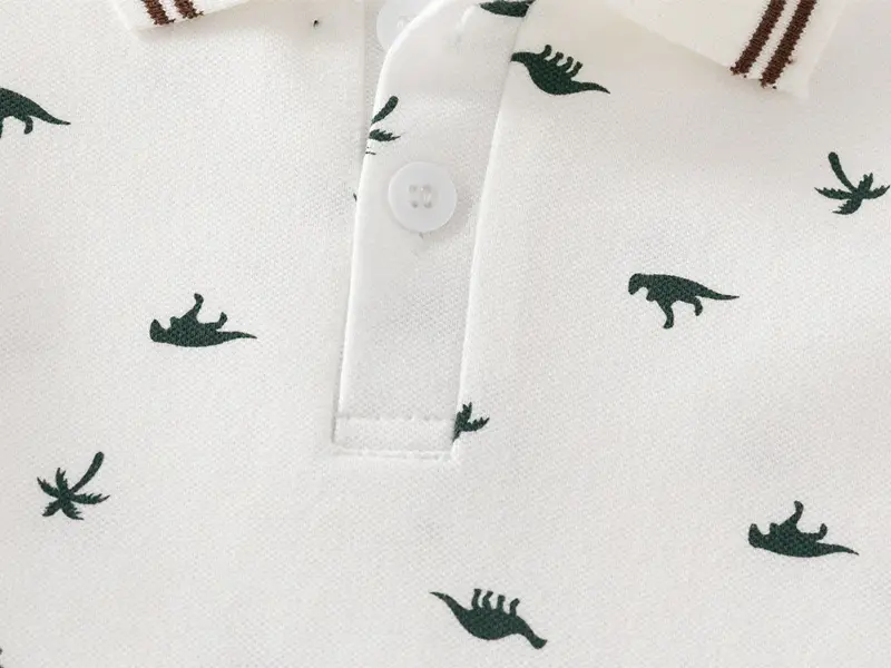 Children's White Bird Print Polo Shirt Summer 2023 — feature 7