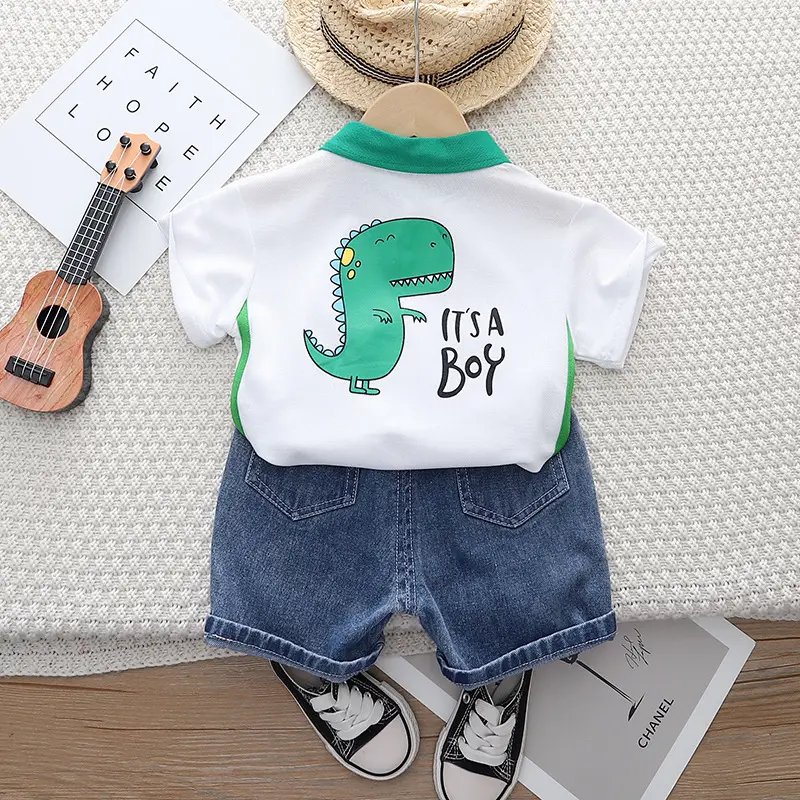 Boys Green Polo Short Sleeve Summer Suit 2023 — feature 5