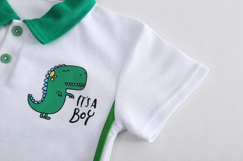 Boys Green Polo Short Sleeve Summer Suit 2023 — feature 9