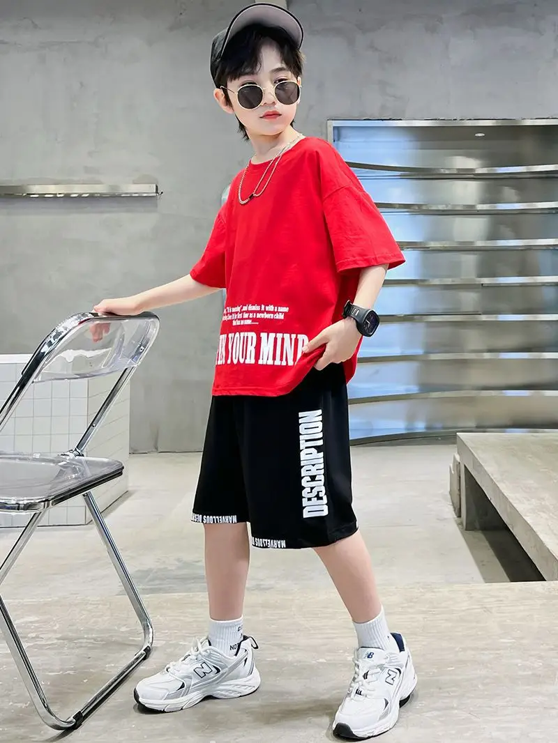 Boys Orange Cartoon Shorts Set Summer Cotton - Image 8