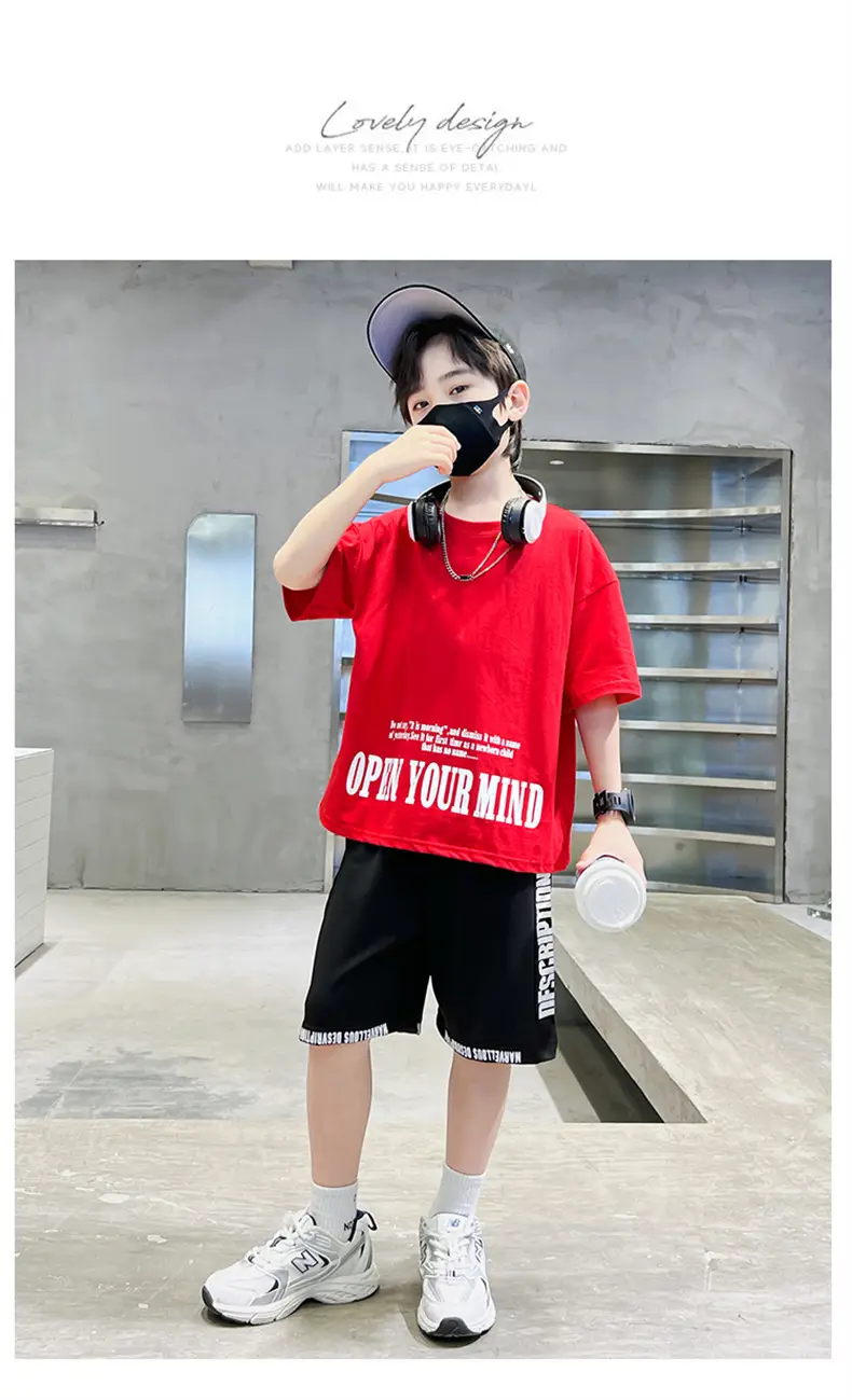 Boys Orange Cartoon Shorts Set Summer Cotton — feature 13