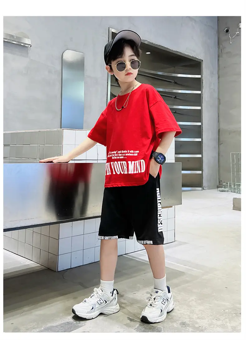Boys Orange Cartoon Shorts Set Summer Cotton — feature 16