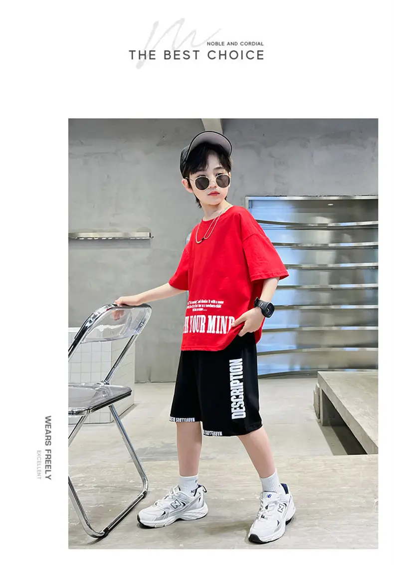 Boys Orange Cartoon Shorts Set Summer Cotton — feature 17