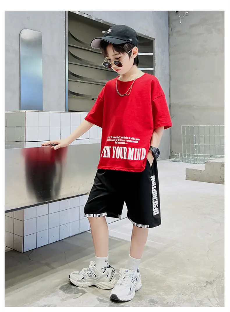 Boys Orange Cartoon Shorts Set Summer Cotton — feature 18