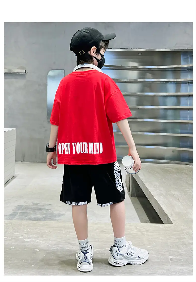 Boys Orange Cartoon Shorts Set Summer Cotton — feature 19