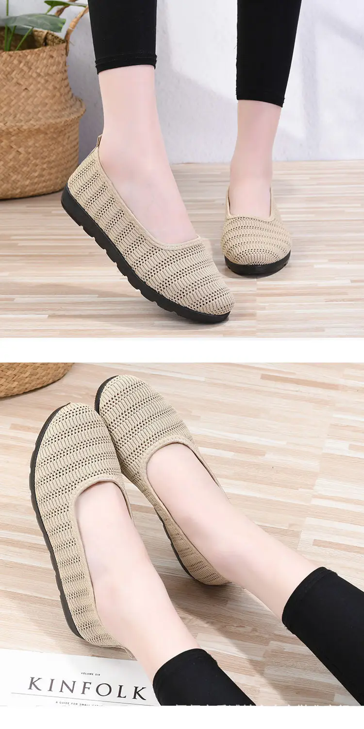 Old Beijing Cloth Shoes Women's Summer Mesh Surface Breathable Middle-aged Comfortable Moms Shoes Flat Slip-on Mesh Shoes for Grandma — feature 10