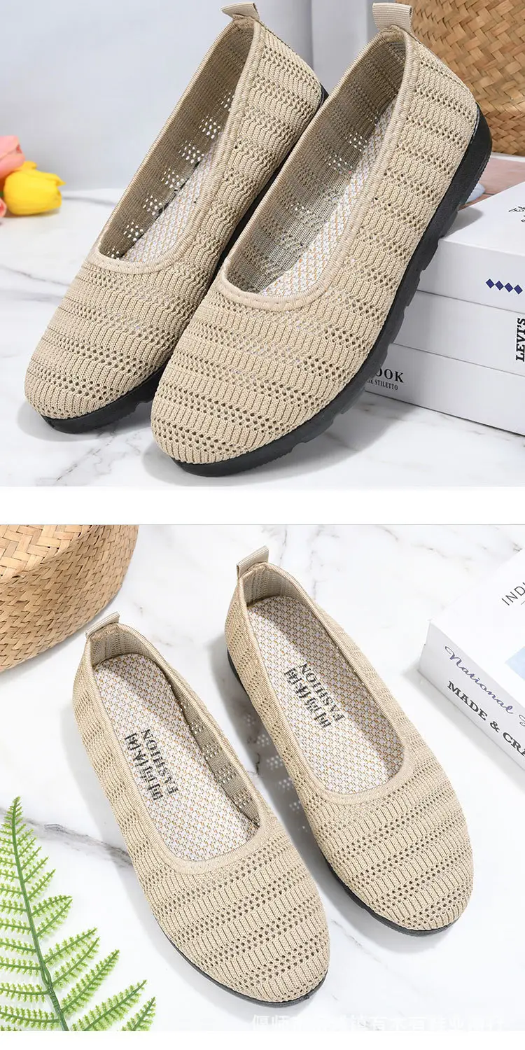 Old Beijing Cloth Shoes Women's Summer Mesh Surface Breathable Middle-aged Comfortable Moms Shoes Flat Slip-on Mesh Shoes for Grandma — feature 12