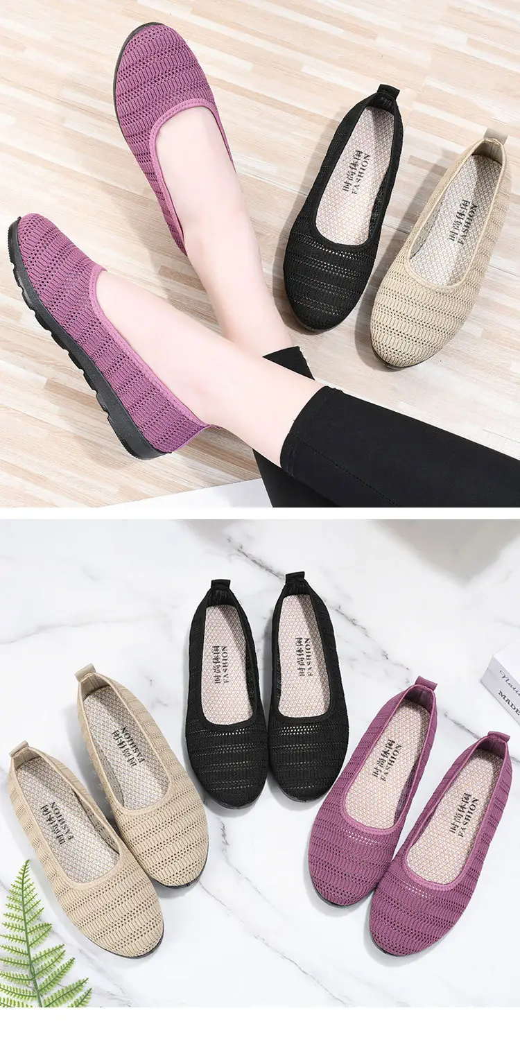 Old Beijing Cloth Shoes Women's Summer Mesh Surface Breathable Middle-aged Comfortable Moms Shoes Flat Slip-on Mesh Shoes for Grandma — feature 16