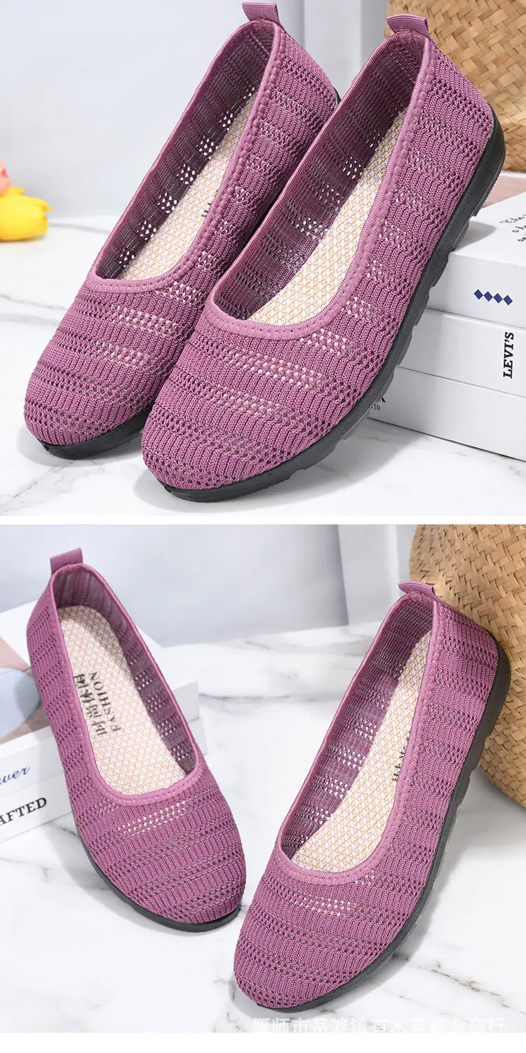Old Beijing Cloth Shoes Women's Summer Mesh Surface Breathable Middle-aged Comfortable Moms Shoes Flat Slip-on Mesh Shoes for Grandma — feature 9