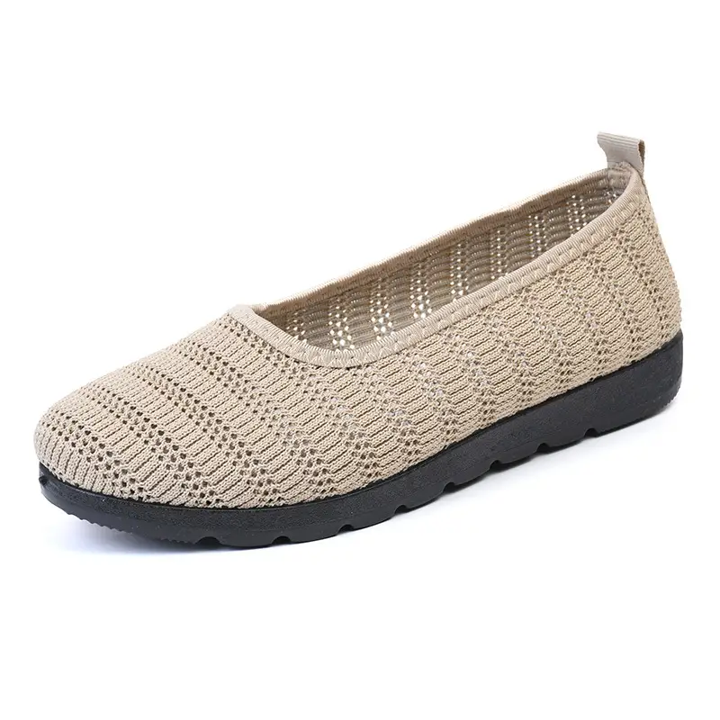 Old Beijing Cloth Shoes Women's Summer Mesh Surface Breathable Middle-aged Comfortable Moms Shoes Flat Slip-on Mesh Shoes for Grandma