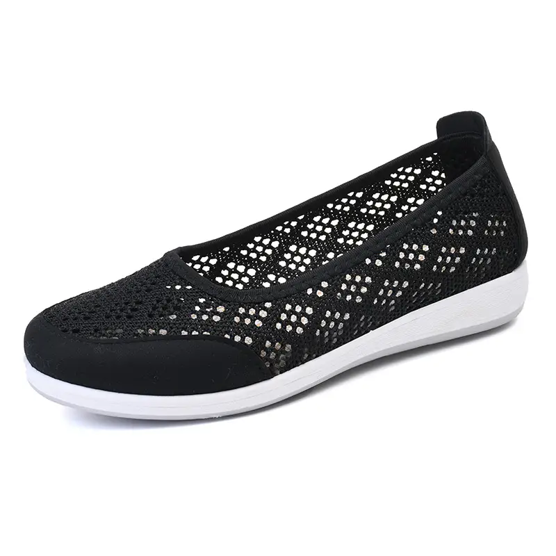 Old Beijing Cloth Shoes Women's Summer Mesh Surface Breathable Middle-aged Comfortable Moms Shoes Flat Slip-on Mesh Shoes for Grandma