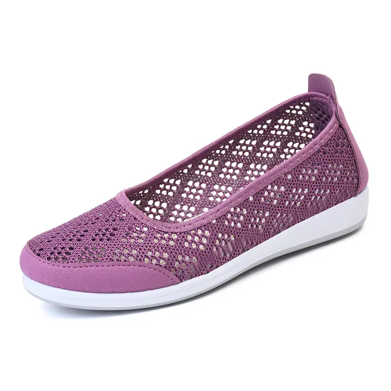 Old Beijing Cloth Shoes Women's Summer Mesh Surface Breathable Middle-aged Comfortable Moms Shoes Flat Slip-on Mesh Shoes for Grandma