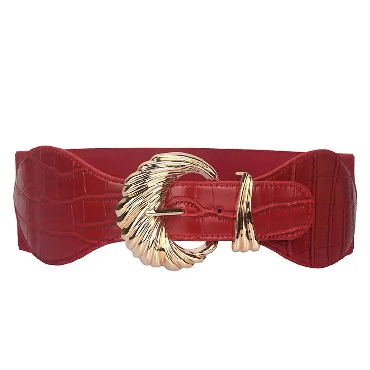 Women's Crossbody Belt with Gold Pin Buckle Black All-match Dress Waist Seal - Image 3