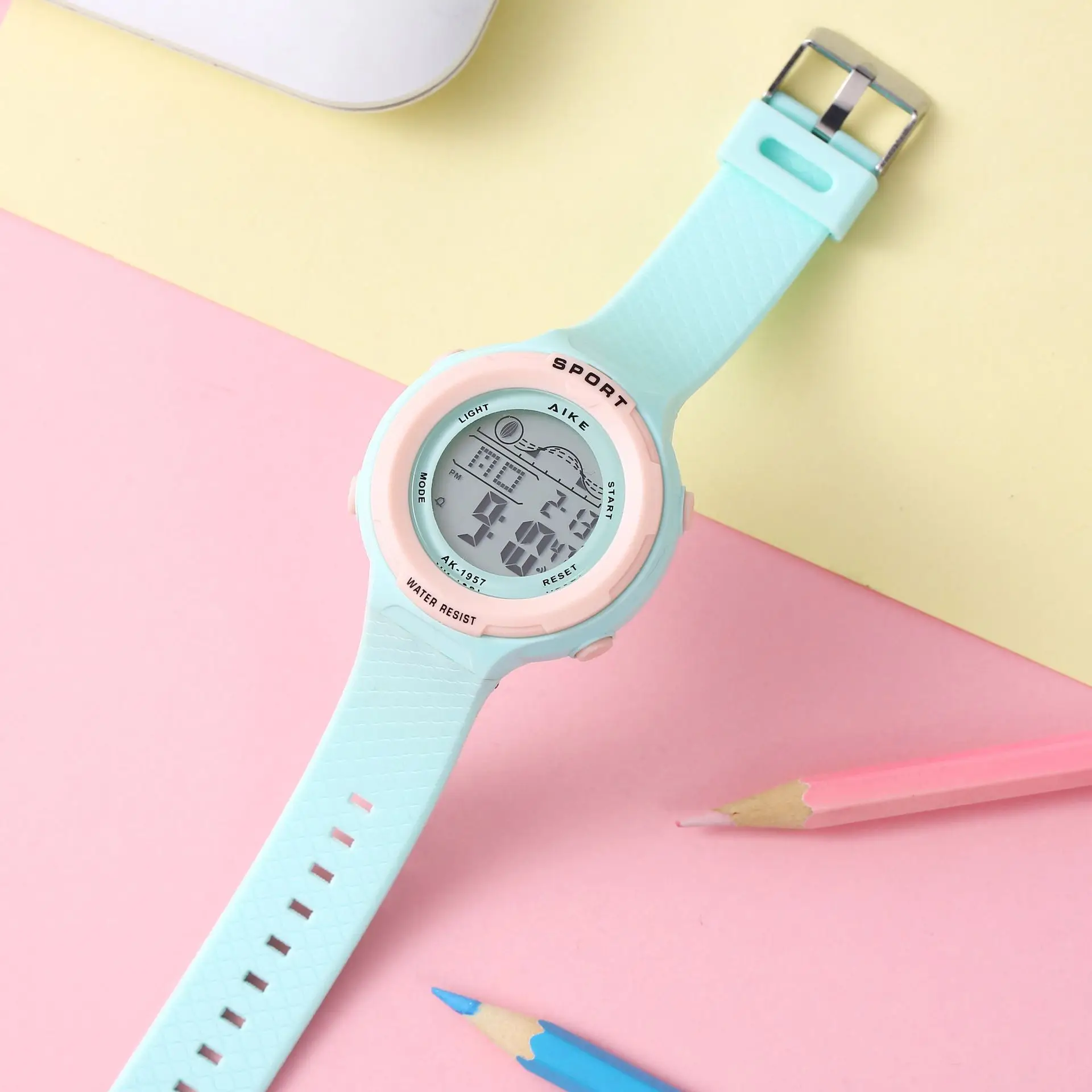 Candy Color Simple Digital Watch for Men Women K-Style Large Display