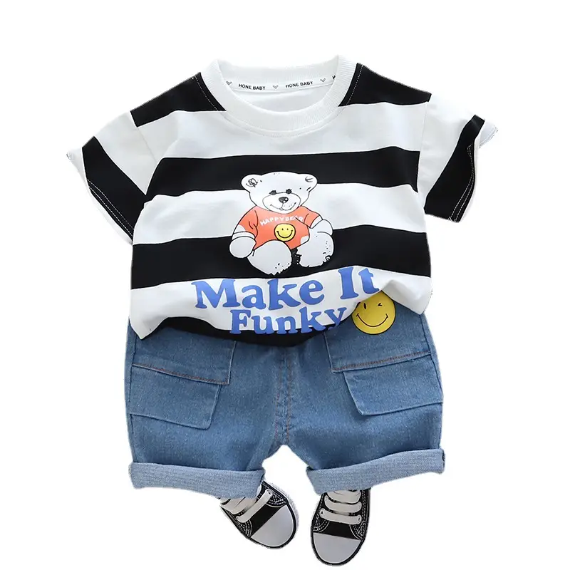 Children Cotton Bear Print Shorts Suit Summer Boys - Image 8