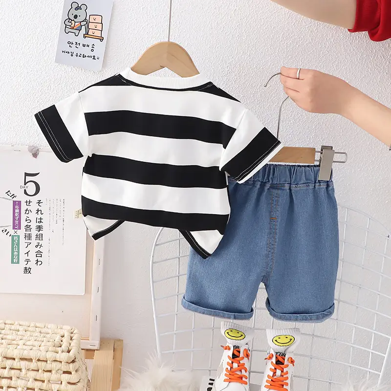 Children Cotton Bear Print Shorts Suit Summer Boys — feature 5