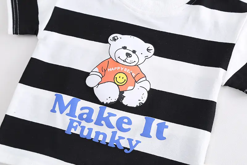 Children Cotton Bear Print Shorts Suit Summer Boys — feature 7