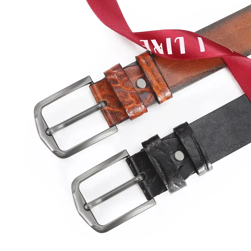 Men's Black Cowhide Belt with Simple Buckle - Image 4