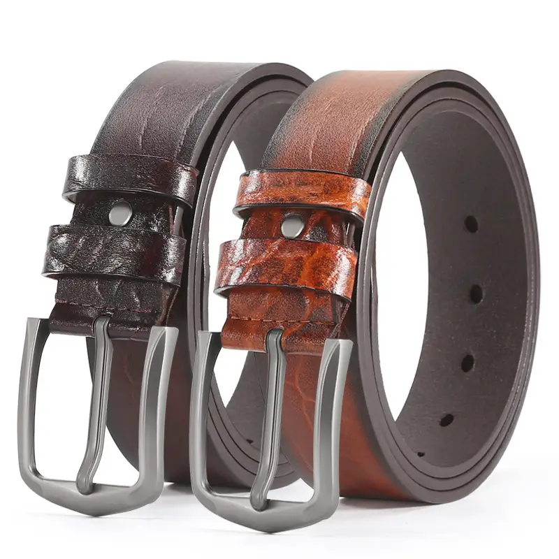 Men's Black Cowhide Belt with Simple Buckle - Image 5
