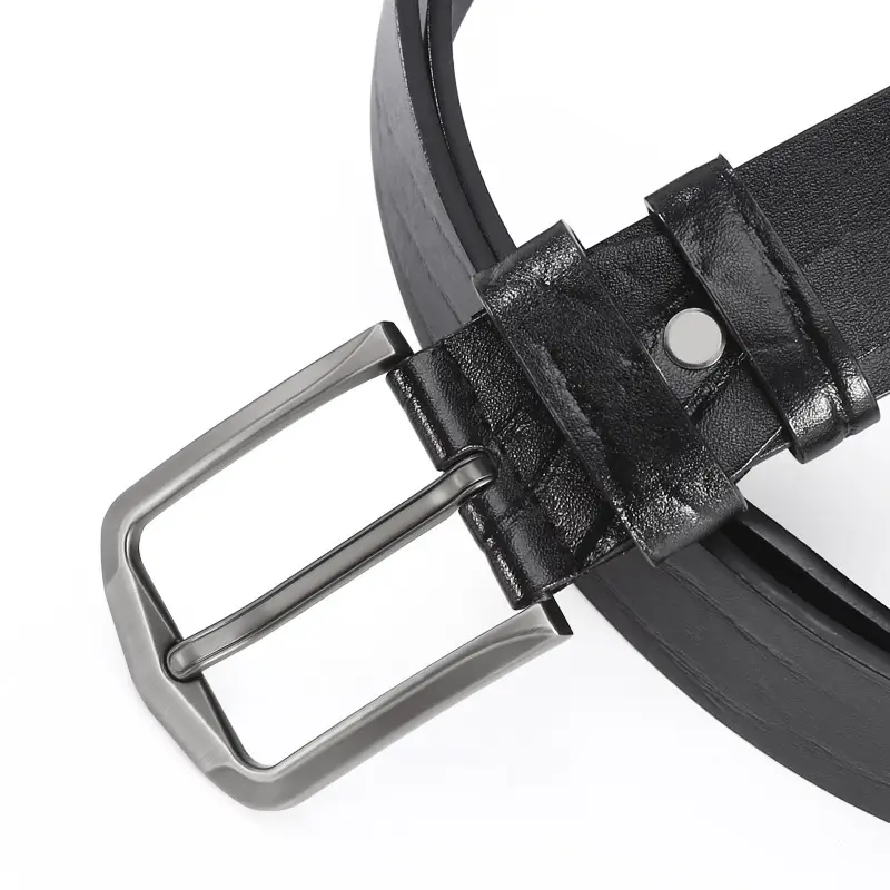 Men's Black Cowhide Belt with Simple Buckle - Image 7