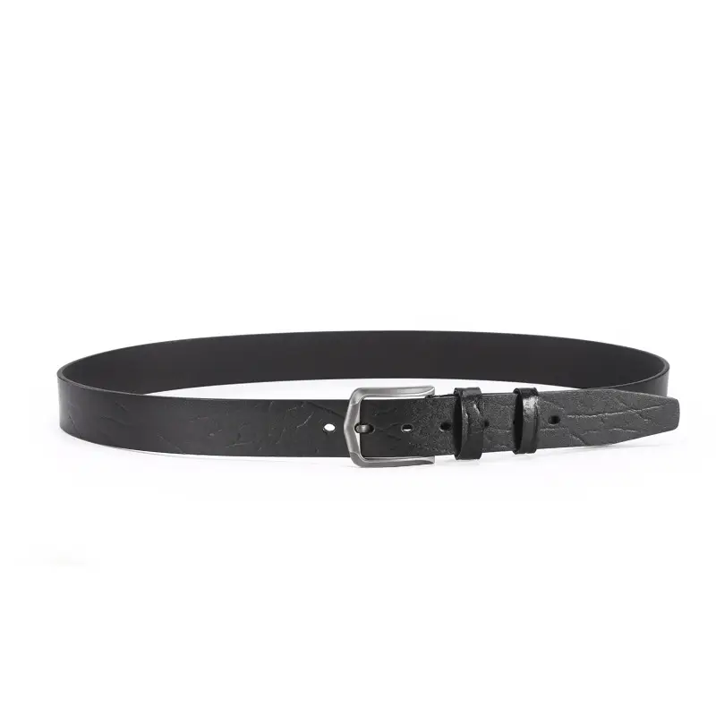 Men's Black Cowhide Belt with Simple Buckle - Image 8
