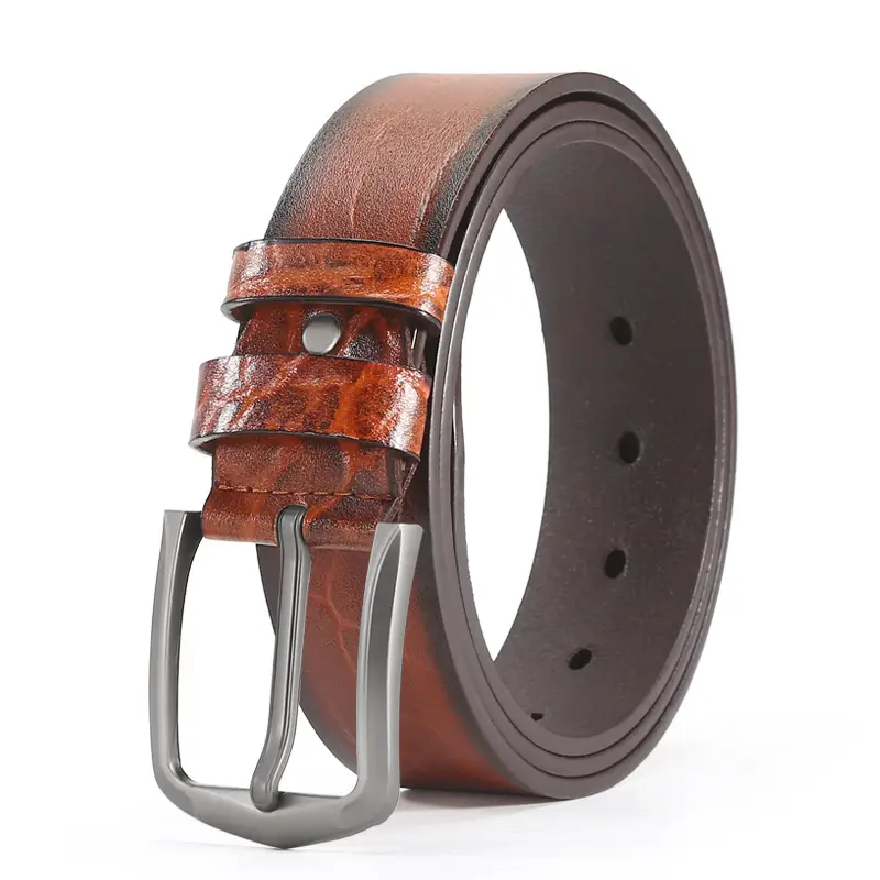 Men's Black Cowhide Belt with Simple Buckle