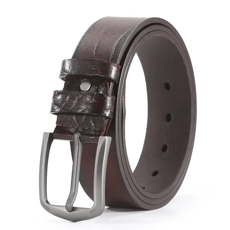 Men's Black Cowhide Belt with Simple Buckle - Image 2