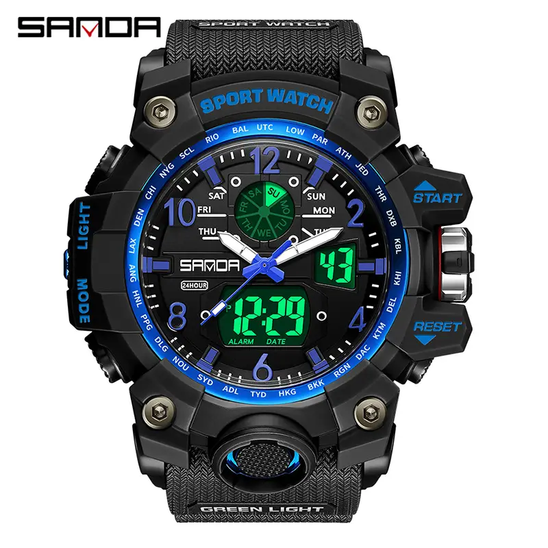 Sanda Black Multi-Functional Waterproof Watch for Men - Image 14