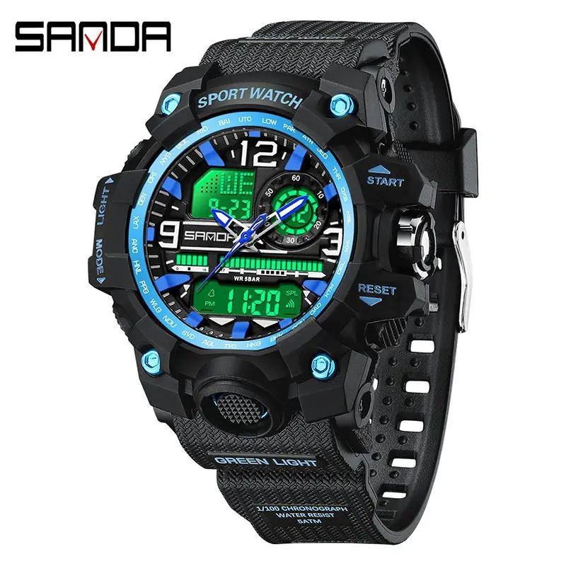 Sanda Black Multi-Functional Waterproof Watch for Men - Image 40