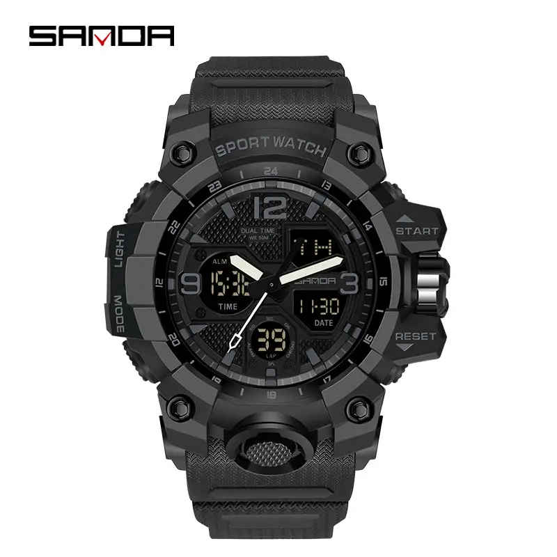Sanda Black Multi-Functional Waterproof Watch for Men - Image 57