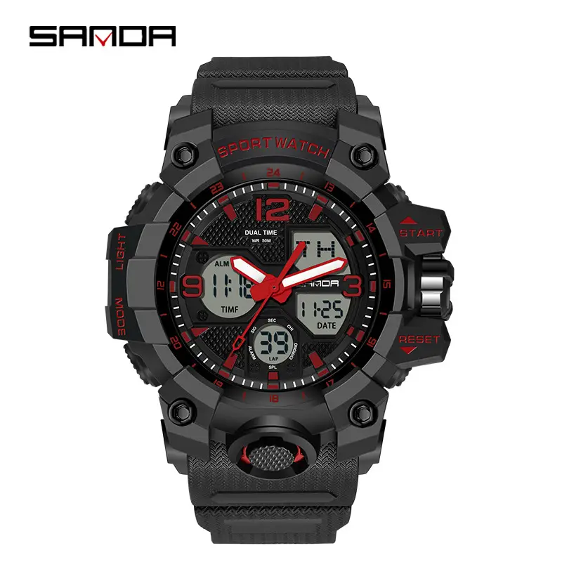 Sanda Black Multi-Functional Waterproof Watch for Men - Image 58