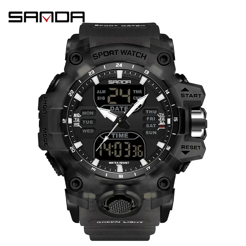 Sanda Black Multi-Functional Waterproof Watch for Men - Image 63
