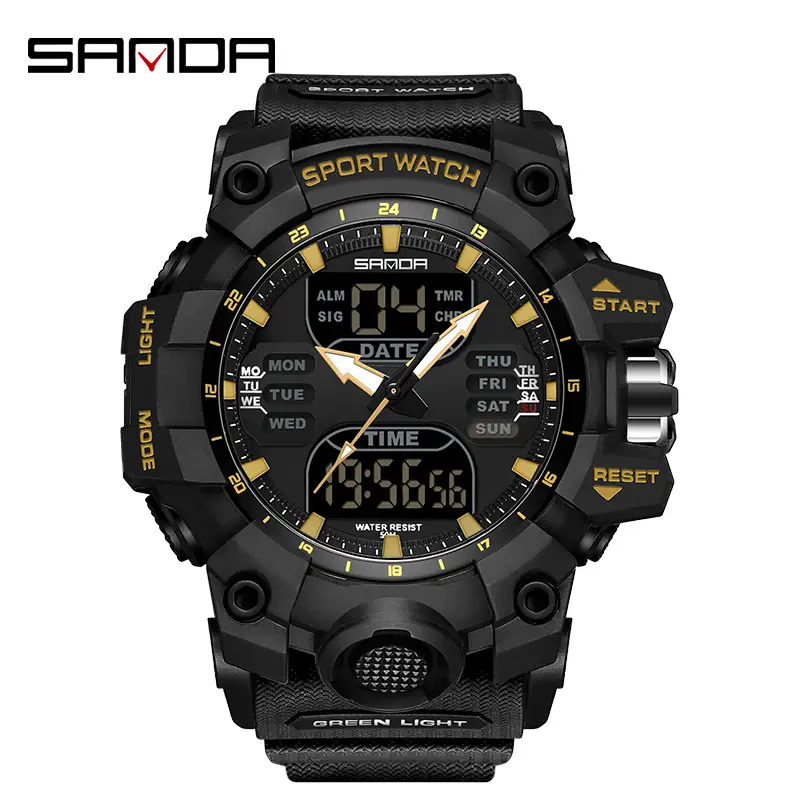 Sanda Black Multi-Functional Waterproof Watch for Men - Image 65