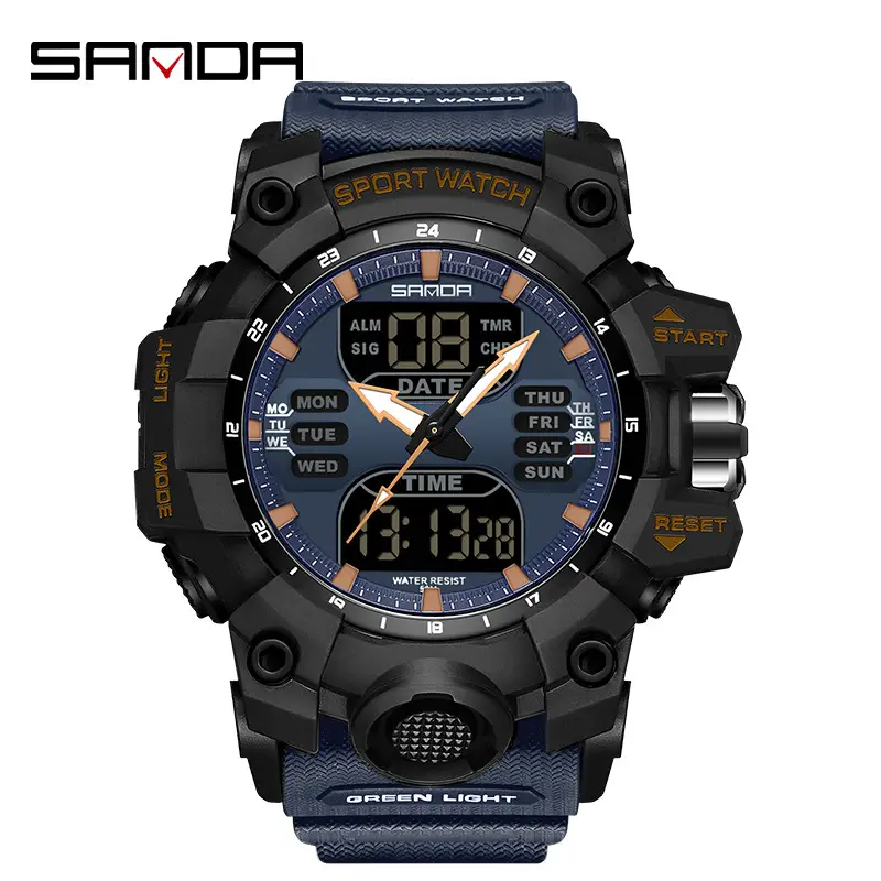 Sanda Black Multi-Functional Waterproof Watch for Men - Image 68