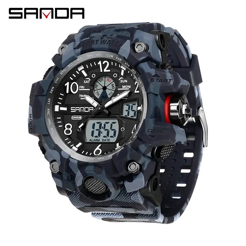 Sanda Black Multi-Functional Waterproof Watch for Men - Image 85
