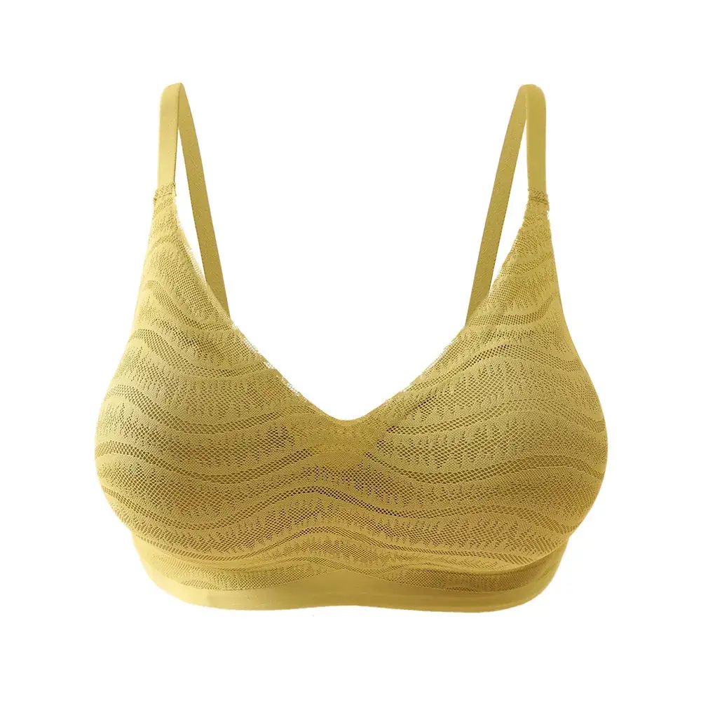 Golden Lace Underwear for Women, Small Chest, Thickened Cup, Soft Support