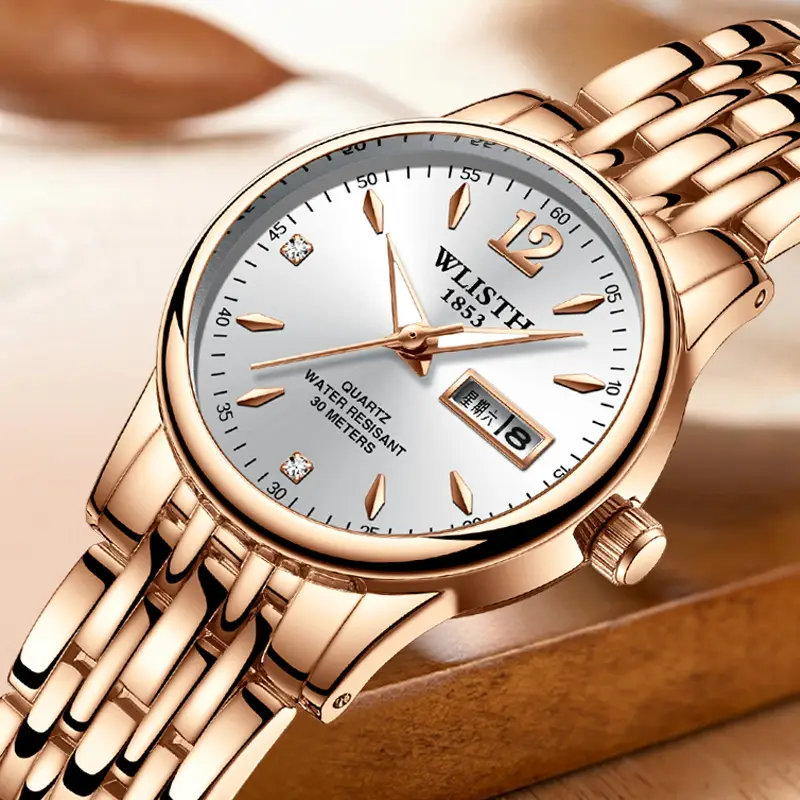 Women's Black Dial Quartz Watch with Stainless Steel Band - Image 7
