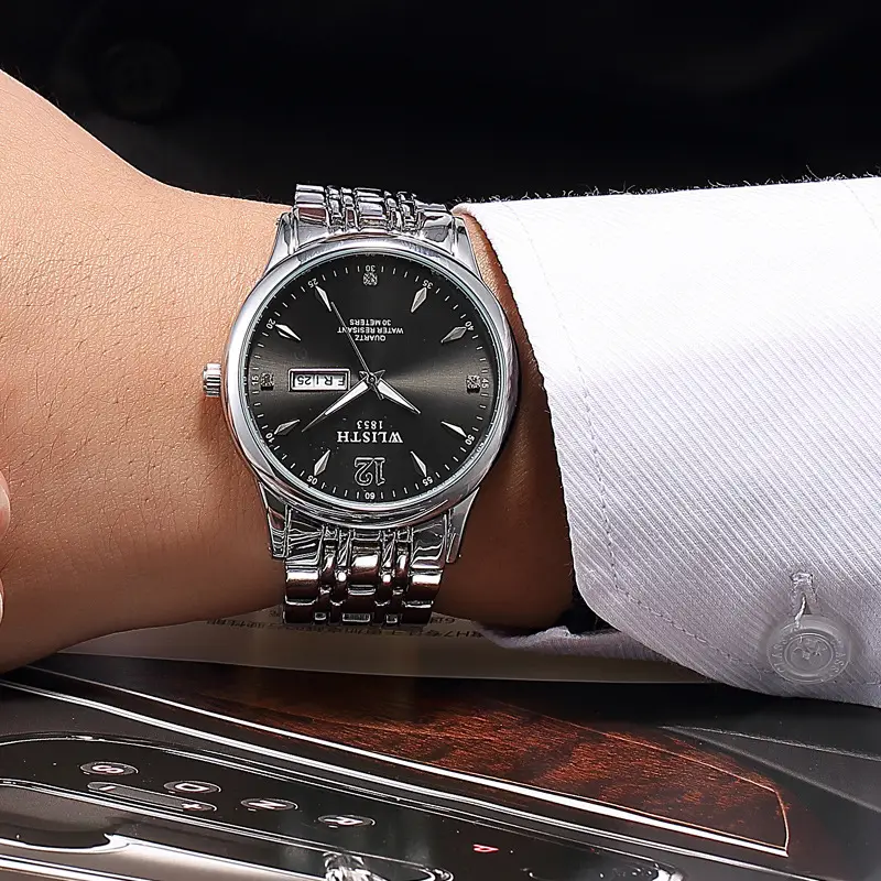 Women's Black Dial Quartz Watch with Stainless Steel Band - Image 8