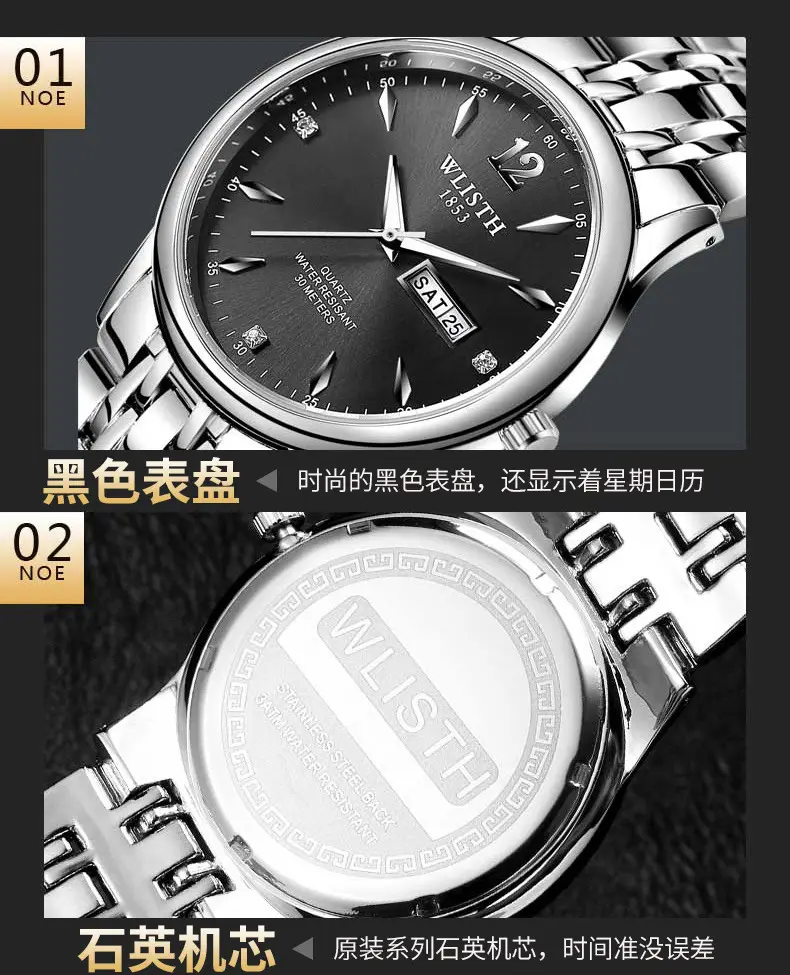 Women's Black Dial Quartz Watch with Stainless Steel Band — feature 14