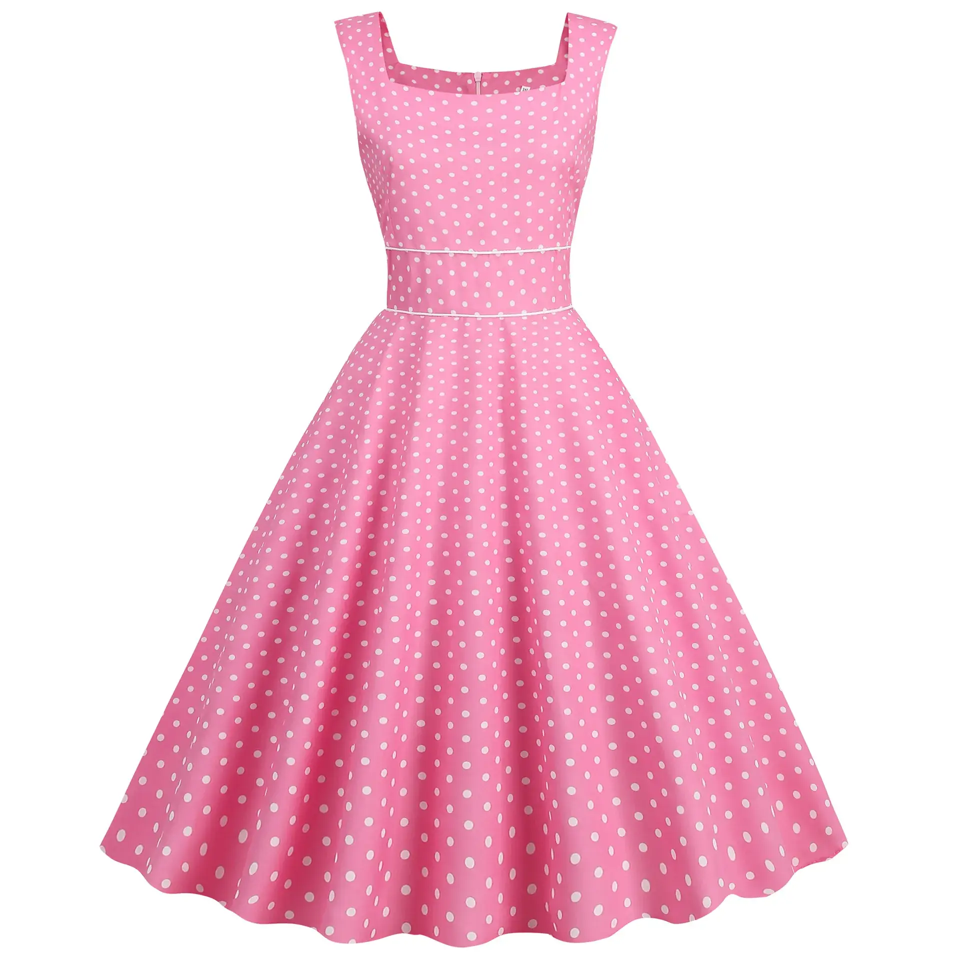 Green Polka Dot Vest Dress for Women - Image 5