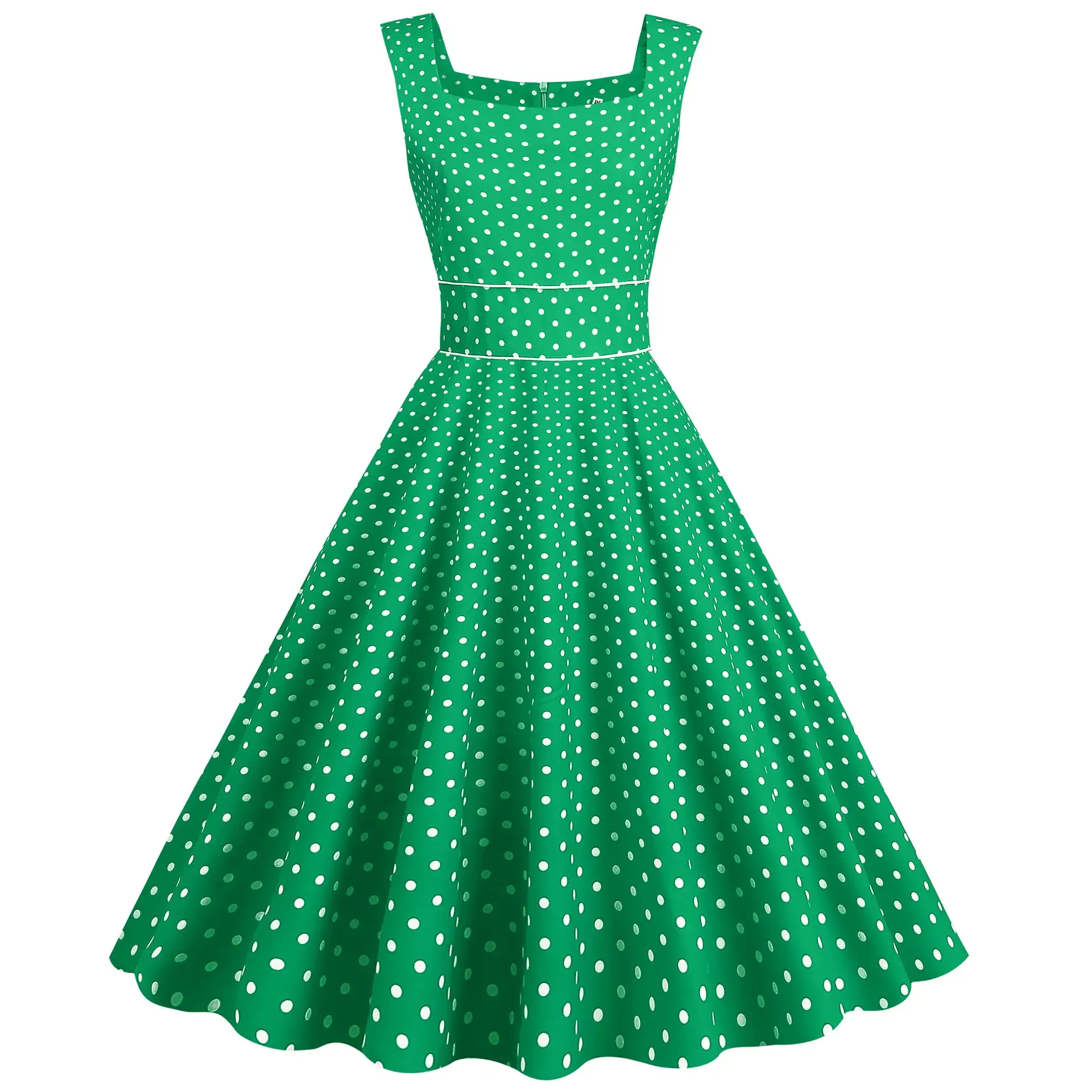 Green Polka Dot Vest Dress for Women - Image 6