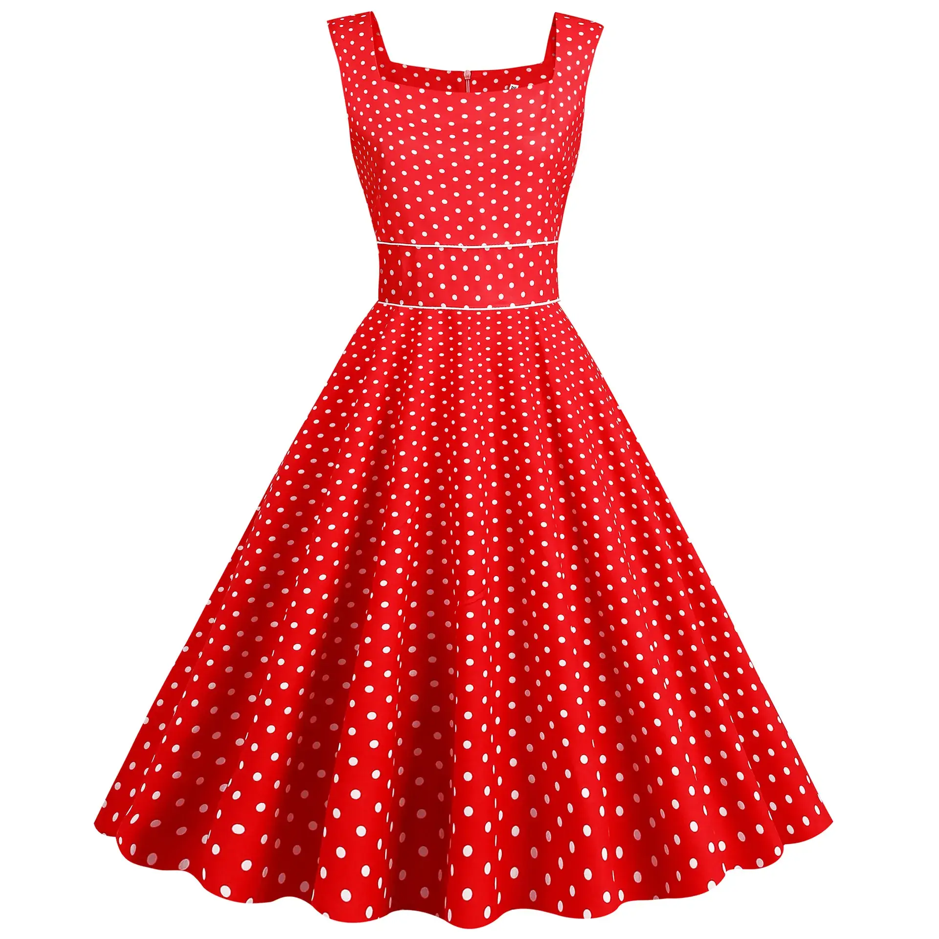 Green Polka Dot Vest Dress for Women - Image 2