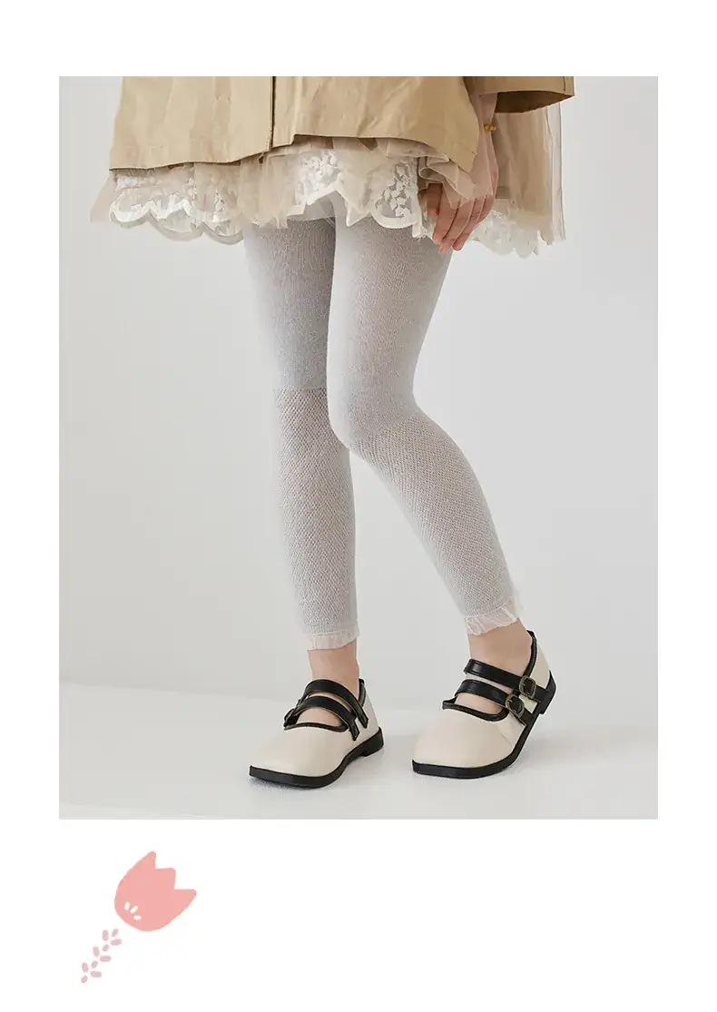 Girls' Pink Mesh Leggings with Wave Dot Lace 2023 — feature 14