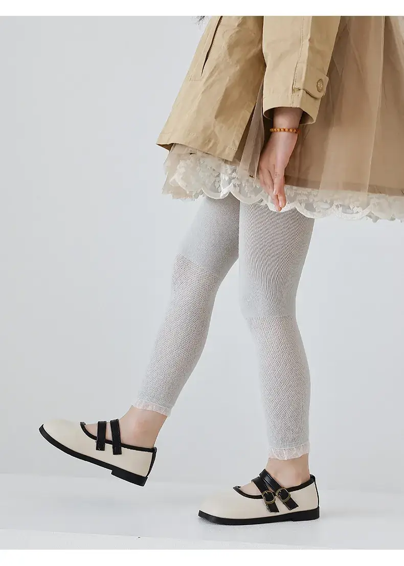 Girls' Pink Mesh Leggings with Wave Dot Lace 2023 — feature 15