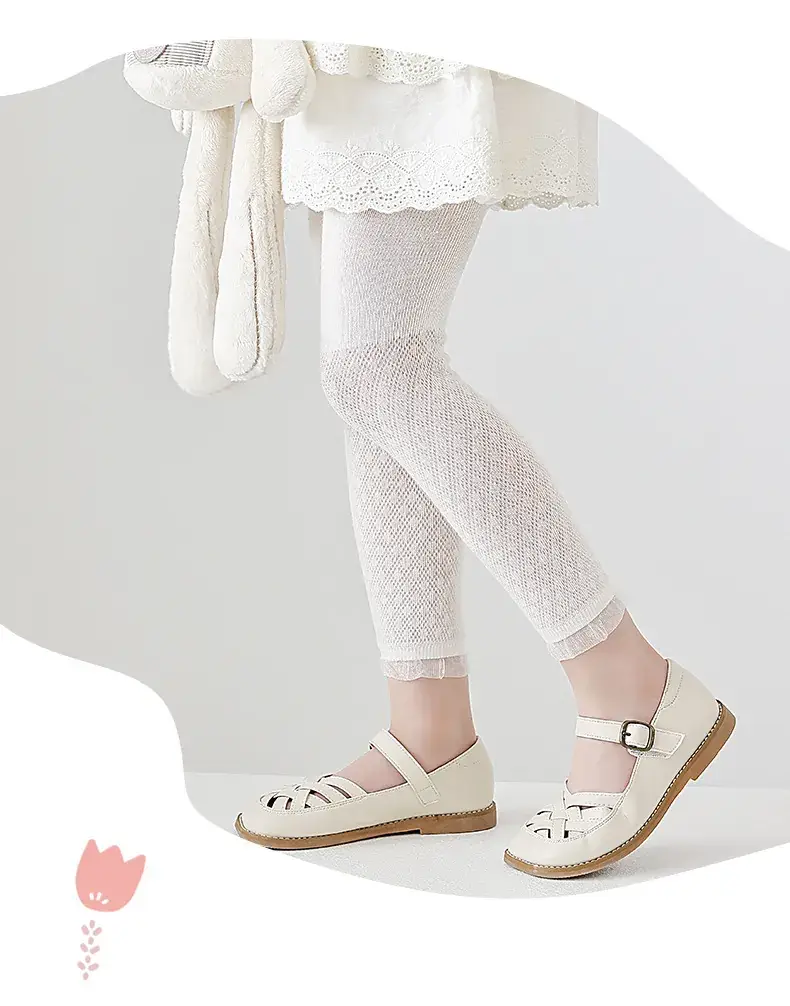 Girls' Pink Mesh Leggings with Wave Dot Lace 2023 — feature 17