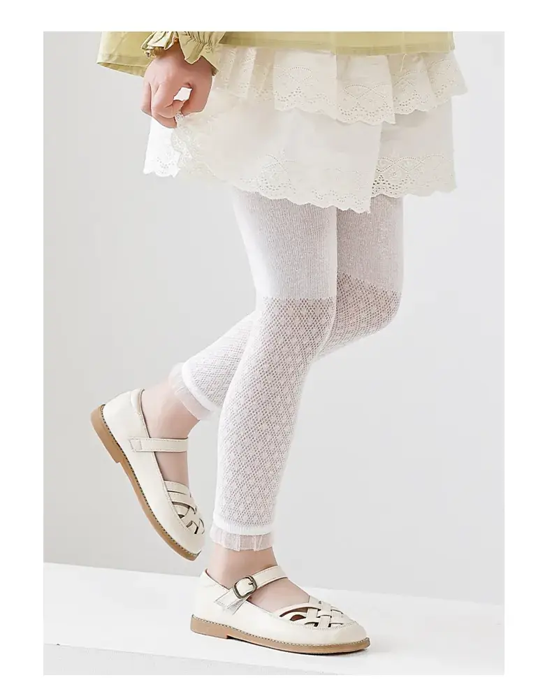 Girls' Pink Mesh Leggings with Wave Dot Lace 2023 — feature 20